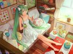  apple aqua_eyes aqua_hair bare_legs barefoot basket blurry book bookshelf bowl braid cat cotta couch crossed_legs curtains depth_of_field dress feet flat_chest food fruit green_eyes hair_ribbon hatsune_miku holding ice_cream indoors long_hair looking_at_viewer nail_polish open_book pillow plant ribbon scroll short_dress sitting solo spoon strap_slip sundress sweets toenail_polish twintails very_long_hair vocaloid watermark web_address white_dress white_ribbon window wool 