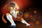  2015 abs abstract_background anthro barefoot biceps big_muscles blue_eyes butt fire fur infernape looking_at_viewer male mammal monkey muscles nintendo pecs pok&eacute;mon primate smile solo spread_legs spreading video_games waddledox 