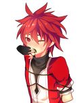  1girl bdsm bondage bound chocolate crying crying_with_eyes_open disembodied_limb elsword elsword_(character) eve_(elsword) feeding fi-san force_feeding lord_knight_(elsword) one_eye_closed red_eyes red_hair short_hair tears transparent_background valentine 