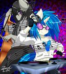  2015 anthro anthrofied black_hair blue_hair bow_(stringed_instrument) cello duo earth_pony equine eyewear female fingerless_gloves friendship_is_magic fur glasses gloves grey_fur hair headphones horn horse mammal music_notes musical_instrument my_little_pony octavia_(mlp) pony purple_eyes red_eyes turntable two_tone_hair unicorn vinyl_scratch_(mlp) white_fur zanclife 