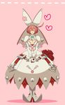  1girl ahoge arc_system_works blush bouquet breasts bridal_veil cleavage clover dress elphelt_valentine eyes_closed flower four-leaf_clover gloves guilty_gear guilty_gear_xrd large_breasts nuga pink_hair red_rose ribbon shiny shiny_skin shoes short_hair smile spikes veil wedding_dress white_dress 