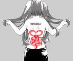  back copyright_name from_behind greyscale highres long_hair monochrome noppo silver_background simple_background solo tokyo_ghoul tokyo_ghoul:re topless twintails yonebayashi_saiko 