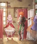  1girl amira_(shingeki_no_bahamut) clothes curtains dress favaro_leone fujino_ko orange_hair pink_eyes pink_hair shingeki_no_bahamut shingeki_no_bahamut:_genesis smile standing 