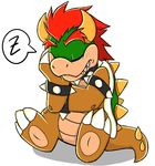  blush bowser eyes_closed hair koopa mario_bros nintendo orange_hair plain_background scalie sleeping solo teeth video_games xiamtheferret 