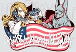  american_flag blonde_hair blue_eyes dirty_deeds_done_dirt_cheap flag funny_valentine heart jojo_no_kimyou_na_bouken mapi namesake star steel_ball_run stuffed_animal stuffed_toy teddy_bear valentine 