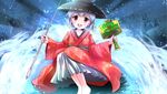  :d bad_id bad_pixiv_id bowl bowl_hat brown_eyes hat highres holding looking_at_viewer miracle_mallet open_mouth risutaru silver_hair sitting smile solo sukuna_shinmyoumaru touhou 