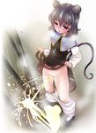  animal_ears bloomers blush jewelry motatei mouse_ears mouse_tail nazrin necklace pee peeing solo steam tail touhou underwear 