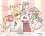  blush canine clothed clothing coffee duo fox gay hare james_mccloud kissing lagomorph male mammal peppy_hare surprise 