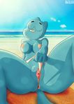  anthro anus beach bikini blue_fur breasts butt bzeh cat clothing feline female fur mammal milf mother nicole_watterson nipples parent pussy seaside solo swimsuit the_amazing_world_of_gumball whiskers 