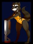  brown_eyes crossgender digitigrade female guardians_of_the_galaxy gun kloudmutt mammal marvel raccoon ranged_weapon rocket_raccoon solo weapon 