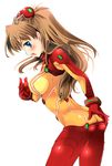  ass bad_id bad_pixiv_id blue_eyes blush bodysuit brown_hair cowboy_shot kurosawa_kiyotaka long_hair multicolored multicolored_bodysuit multicolored_clothes neon_genesis_evangelion orange_bodysuit plugsuit rebuild_of_evangelion red_bodysuit shikinami_asuka_langley solo souryuu_asuka_langley test_plugsuit 