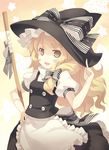  bad_id bad_pixiv_id blonde_hair braid broom h2so4 hand_on_hip hat kirisame_marisa long_hair pointing solo touhou witch_hat yellow yellow_eyes 