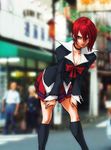  genderswap king_of_fighters kof midnight_bliss red_hair redhead school_uniform snk yagami_iori 