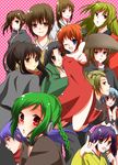  \m/ black_hair blue_eyes blush brown_eyes china_dress chinese_clothes double_bun dress everyone eyepatch genderswap genderswap_(mtf) gintama glasses green_hair highres ikumatsu japanese_clothes kagura_(gintama) kijima_matako long_hair microphone multiple_girls mutsu_(gintama) okita_mitsuba okita_sougo one_eye_closed orange_hair polka_dot red_eyes sakata_gintoki sarutobi_ayame short_hair suta102 tama_(gintama) terakado_tsu tokugawa_soyo tsukuyo_(gintama) yagyuu_kyuubei 