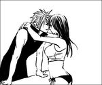  black_panties cloud_strife cloud_tifa final_fantasy final_fantasy_vii greyscale hug incipient_kiss lowres monochrome no_pants panties side-tie_panties tifa_lockhart tifa_lockheart underwear 