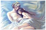  bed_sheet breasts cloud_strife cloud_tifa couple final_fantasy final_fantasy_vii nude sheets sideboob sleeping tifa_lockhart tifa_lockheart wrapped_in_sheets 