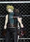  against_fence back-to-back chain-link_fence cloud_strife cloud_tifa fence final_fantasy final_fantasy_vii from_behind tifa_lockhart tifa_lockheart 