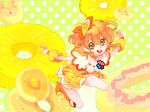  artist_request choker cure_pine doughnut eyelashes food fresh_precure! fruit hair_ornament heart heart_hair_ornament magical_girl orange_choker orange_eyes orange_hair pineapple precure solo yamabuki_inori 