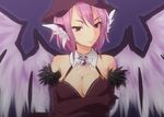  adapted_costume alternate_costume animal_ears ayagi_daifuku bird_wings breasts cleavage colorized detached_collar feathered_wings feathers gloves hat looking_at_viewer medium_breasts mystia_lorelei pink_eyes pink_hair red_gloves short_hair simple_background sketch smile solo touhou wings 