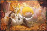  2015 anthro big_ears breasts chinese_dragon dragon female iskra kin-cishepholf leaves nipples nude pussy smile solo tree yellow_eyes 