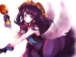  angel_wings gloves headdress lumiel_(p&amp;d) purple_eyes purple_hair puzzle_&amp;_dragons wings yukio 