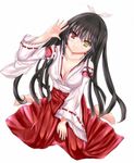  1girl a black_hair blush breasts cleavage date hair_ribbon heterochromia hime_cut kurumi live long_hair looking_at_viewer red_eyes sitting smile solo tagme yellow_eyes 