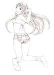  ass bikini_top long_hair monochrome original shorts sketch socks solo traditional_media yoshitomi_akihito 