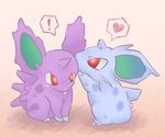  ! &lt;3 2012 blue_body blush claws cute dialogue duo female feral horn male nidoran nidoran♀ nidoran♂ nintendo pok&eacute;mon purple_body red_eyes teeth video_games yotaro 