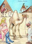  blonde_hair camel camelid carlos_prieto clothing comic desert female hair human humor male mammal pyramid underwear 