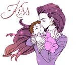  1girl 9lara baby baby_carry cheek_kiss jojo_no_kimyou_na_bouken joseph_joestar_(young) kiss lisa_lisa mother_and_son 