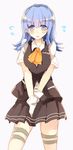  blue_hair bow gloves hatsukaze_(kantai_collection) highres kantai_collection kinona long_hair ribbon school_uniform skirt solo vest white_gloves yellow_bow 