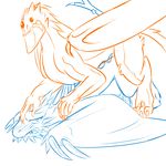  2015 auroth_the_winter_wyvern blush davion_the_dragon_knight derp_face dota_2 dragon duo female feral from_behind male plain_background scalie sketch tongue tongue_out unknown_artist white_background wings wyvern 