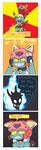  animal_ears cat comic crossover english_text feline female happy helmet machine mammal mechanical praiz robo-fortune robot sad samurai_pizza_cats skull skull_heart skullgirls smile text 