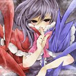  asymmetrical_wings black_hair capelet edo. finger_to_mouth houjuu_nue red_eyes sash solo touhou wings 