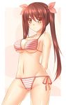  bikini brown_eyes brown_hair long_hair original shiboru solo standing striped striped_bikini swimsuit twintails 