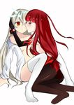  2girls elesis elesis_(elsword) elsword eve_(elsword) multiple_girls red_hair thighhighs white_hair yuri 