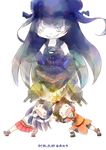  :d agano_(kantai_collection) antenna_hair bad_id bad_pixiv_id black_hair blue_eyes brown_hair double_bun dragon_ball dragon_ball_z fusion fusion_dance gothic_lolita hinata_yuu kantai_collection light_cruiser_oni lolita_fashion long_hair looking_at_viewer machinery multiple_girls naka_(kantai_collection) open_mouth parody pleated_skirt school_uniform serafuku shinkaisei-kan short_hair skirt smile smirk turret v-shaped_eyebrows white_skin 