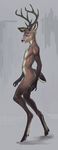  anthro antlers brown_fur cervine deer di19826 fur hooves horn male mammal nude plain_background smile solo standing 