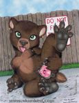  anthro anus bear big_anus breasts ear_piercing female green_eyes hindpaw james_m_hardiman mammal nipples nude paws piercing puffy_anus pussy solo spreading tongue young 