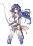  armor bikini_armor blue_hair bow_(weapon) brown_eyes gauntlets greaves long_hair looking_at_viewer love_live! love_live!_school_idol_project pauldrons quiver sakurai_makoto_(custom_size) sheath sheathed solo sonoda_umi sword weapon 