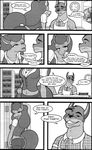  black_and_white canine comic dialogue equine female horse husband line_art male mammal married monochrome romantic smile store wife 