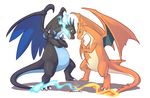  &lt;3 alasurth ambiguous_gender blue_eyes charizard dragon duo fire mega_charizard mega_charizard_x mega_charizard_y mega_evolution nintendo pok&eacute;mon red_eyes teeth video_games 