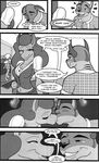  black_and_white canine comic dialogue equinemare female husband kissing line_art male mammal married monochrome romantic store wife 