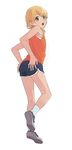  androgynous ass bad_id bad_pixiv_id blonde_hair from_behind full_body inazuma_eleven inazuma_eleven_(series) long_hair looking_back male_focus miyasaka_ryou open_mouth otoko_no_ko shoes short_shorts shorts sneakers solo tomo_(sjim) track_suit 