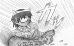  animal_print bean club comic fujigakubou greyscale kantai_collection monochrome oni setsubun solo tiger_print translation_request weapon 