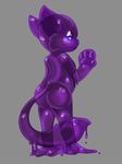  anthro butt cat feline female goo invalid_color looking_at_viewer mammal manticore nude open_mouth slime solo standing 