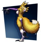  anthro bandai breasts claws digimon female invalid_tag long_claws longblueclaw looking_at_viewer renamon sidebreast solo tail_ring 