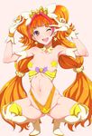  ;d amanogawa_kirara bare_shoulders boots breasts clearite covered_nipples cure_twinkle earrings gloves go!_princess_precure highres jewelry long_hair looking_at_viewer magical_girl one_eye_closed open_mouth orange_hair pasties precure red_eyes small_breasts smile solo squatting star star_earrings star_pasties thigh_boots thighhighs twintails v very_long_hair 