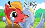  ! 2015 big_macintosh_(mlp) cute derpy_hooves_(mlp) earth_pony equine female feral friendship_is_magic horse licking male mammal my_little_pony mysticalpha pegasus pony tongue tongue_out wings 