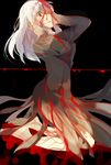  blood creat dark_sakura dress fate/stay_night fate_(series) highres long_hair matou_sakura red_eyes solo white_hair 